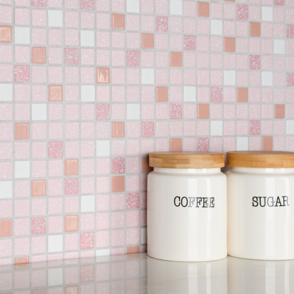 Crystalline Straight Edge Square Pink Porcelain Floor and Wall Tile