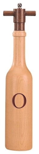 Wine Bottle Maple Wood Pepper Grinder, Custom Personalized Initial,  "O"