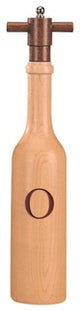 Wine Bottle Maple Wood Pepper Grinder, Custom Personalized Initial,  "O"