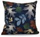 Watercolor Leaves Floral Print Pillow, Navy Blue, 18"x18"