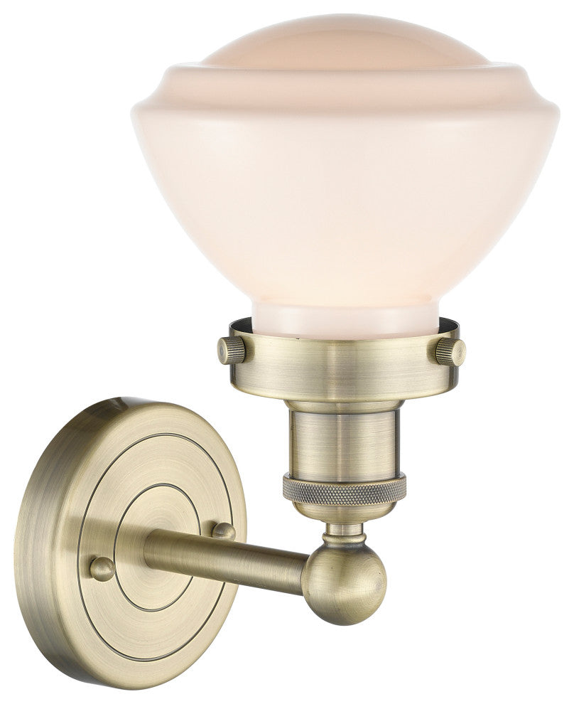 Olean 1-Light 7" Sconce, Antique Brass Finish, Matte White Shade