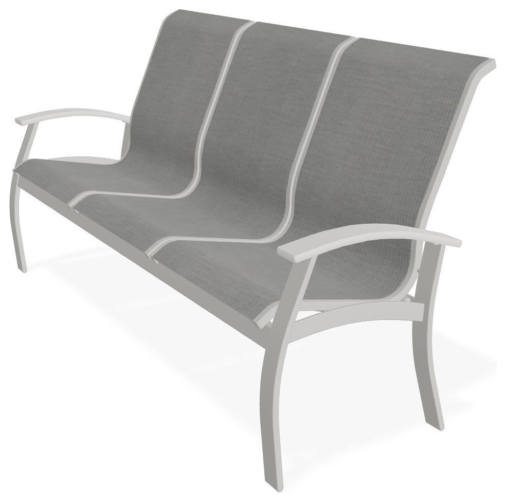 Belle Isle Sling 3-Seat Outdoor Sofa, Alloy/Snow