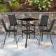 5 Piece Outdoor Glass Bar Patio Table Set with 4 Barstools