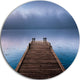 Wooden Pier Under Foggy Sky, Seascape Photo Disc Metal Artwork, 11"