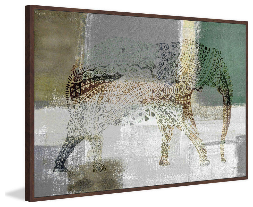 "Decorative Elephant" Floater Framed Painting Print on Canvas, 60"x40"