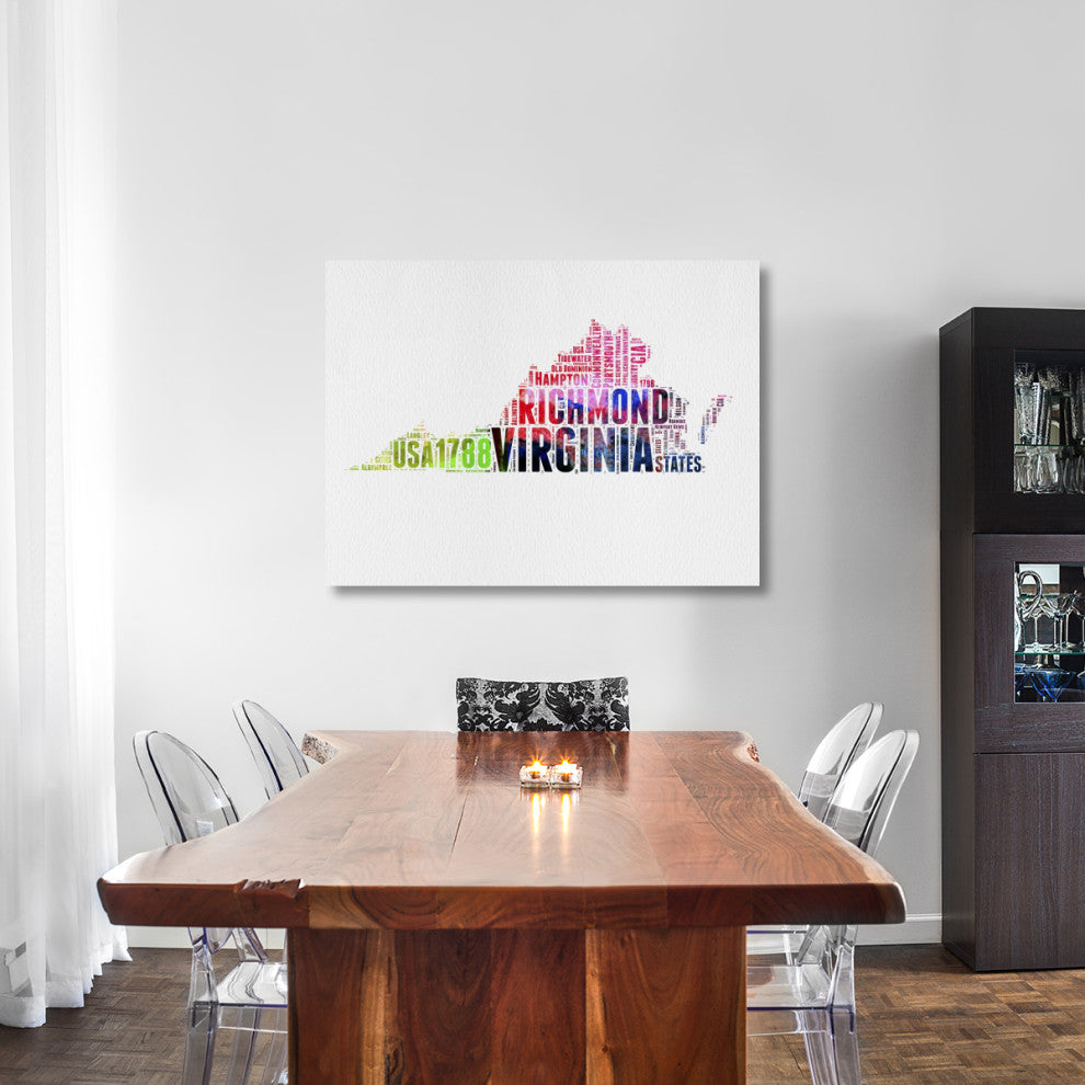 "Virginia Watercolor Word Cloud" Fine Art Print
