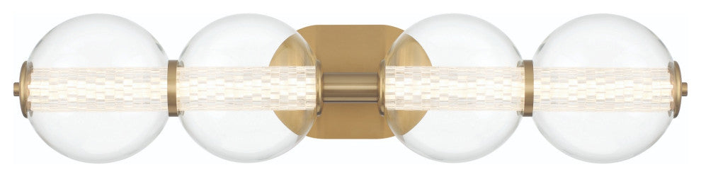 Atomo 4 Light Sconce, Gold With Clear Glass