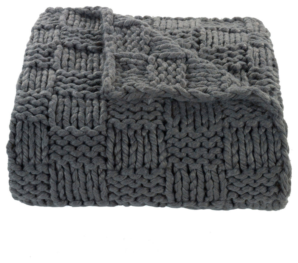 Chess Knit Throw, 50"x60", Slate, 1 Piece