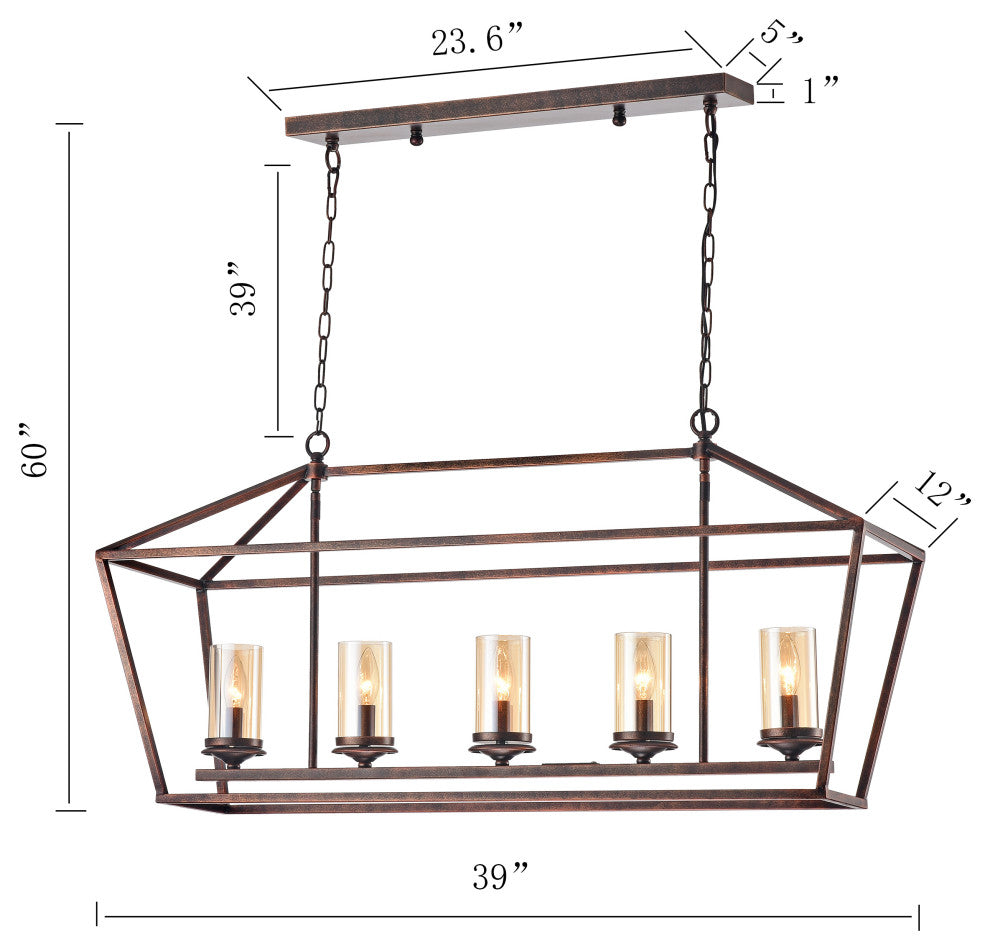 Tillia Modern Black Brushed Gold 5-Light Chandelier