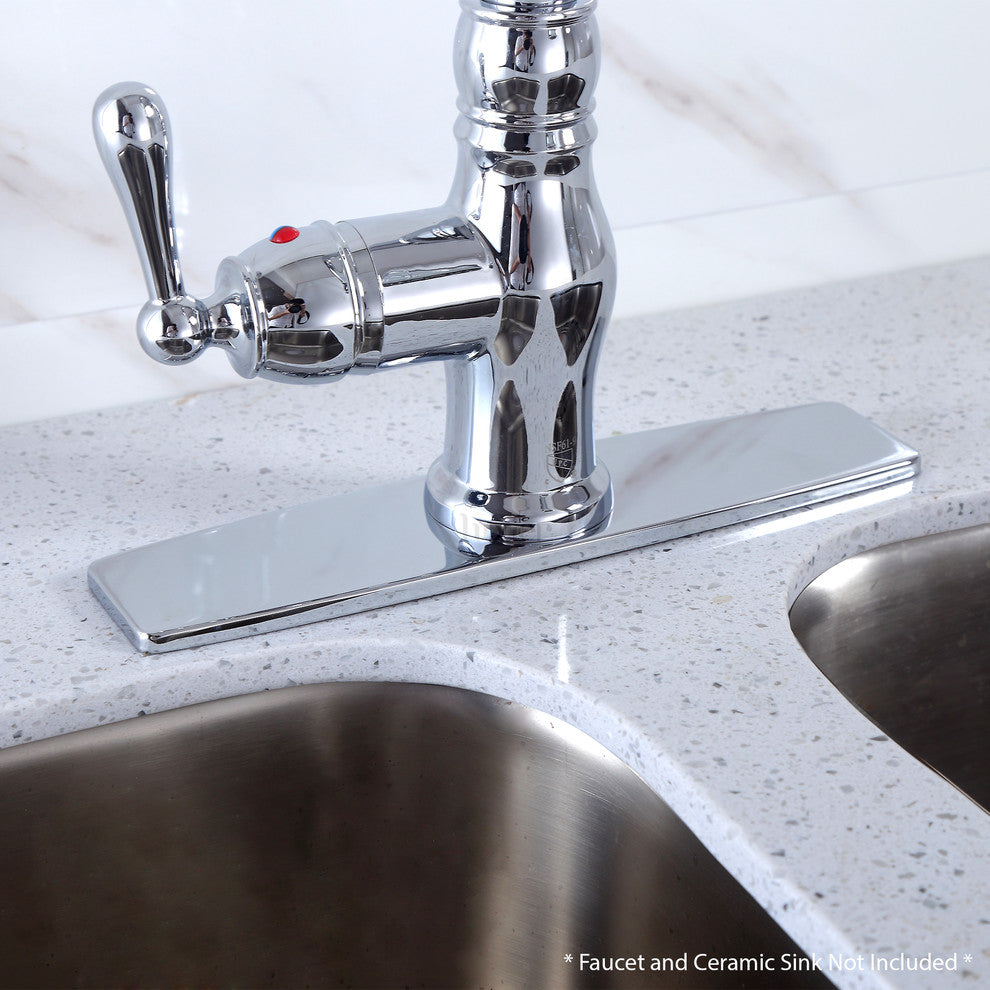 Luxier Kitchen Faucet Single-Hole Deck Plate, 10", Chrome