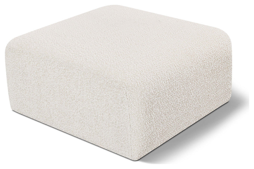 Arc Upholstered Modular Component, Cream, 1-Piece: Ottoman, Boucle Fabric