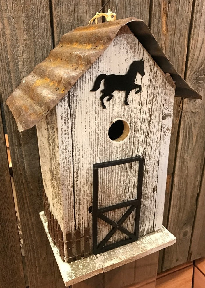 Summitville Stable Birdhouse, White