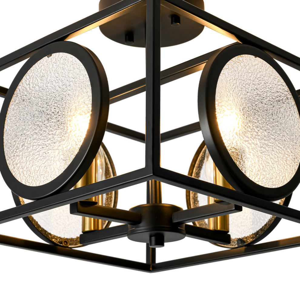 Modern Farmhouse 4- Light Square Water Glass Semi Flush Mount
