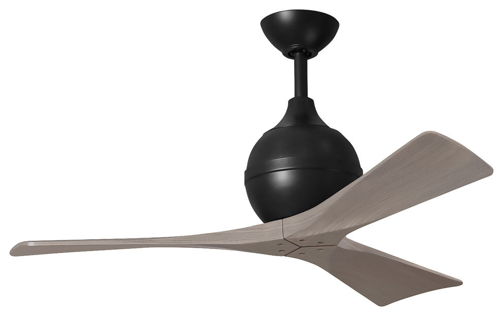 Irene-3 Paddle Fan, Matte Black, 42", Gray Ash Blades