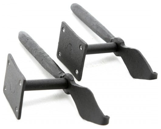 Black Shutter Dog Holders 7" L Wrought Iron Rust Resistant Wood Mount Pack of 6