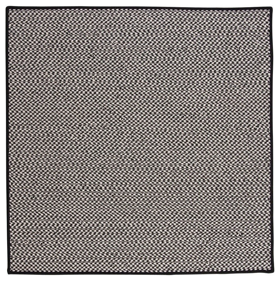 Outdoor Houndstooth Tweed OT49 Black Indoor/Outdoor Area Rug, Square 10'x10'