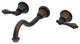 Elegant Spout Wall Mount Vessel/Lavatory Faucet, Porcelain cross handles