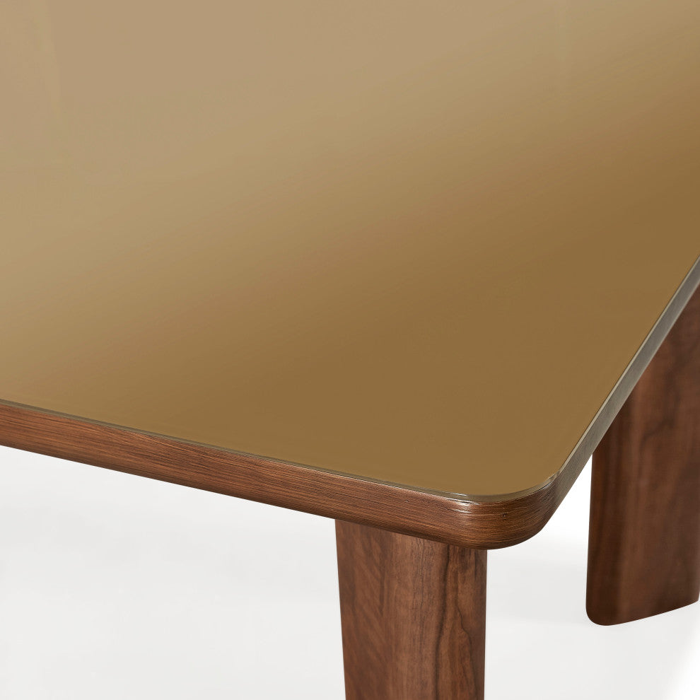 Oani Walnut and Glass Dining Table, Long
