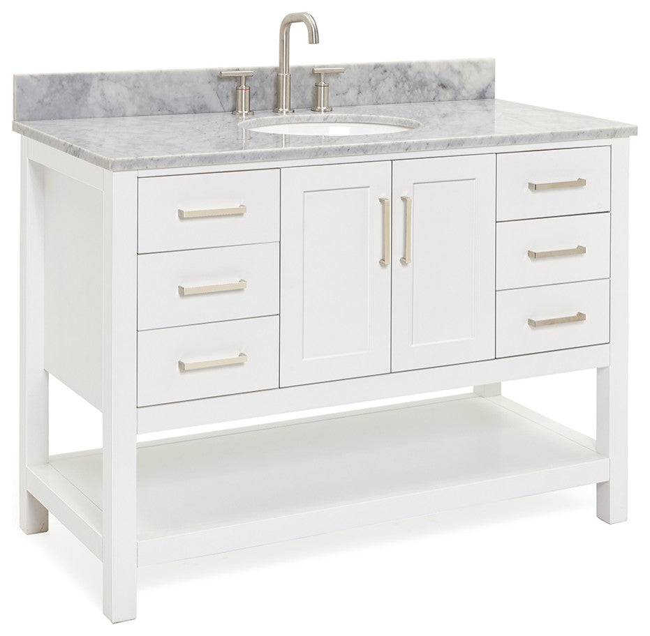 Ariel Magnolia 49" Oval Sink Bath Vanity Carrara Marble Gray