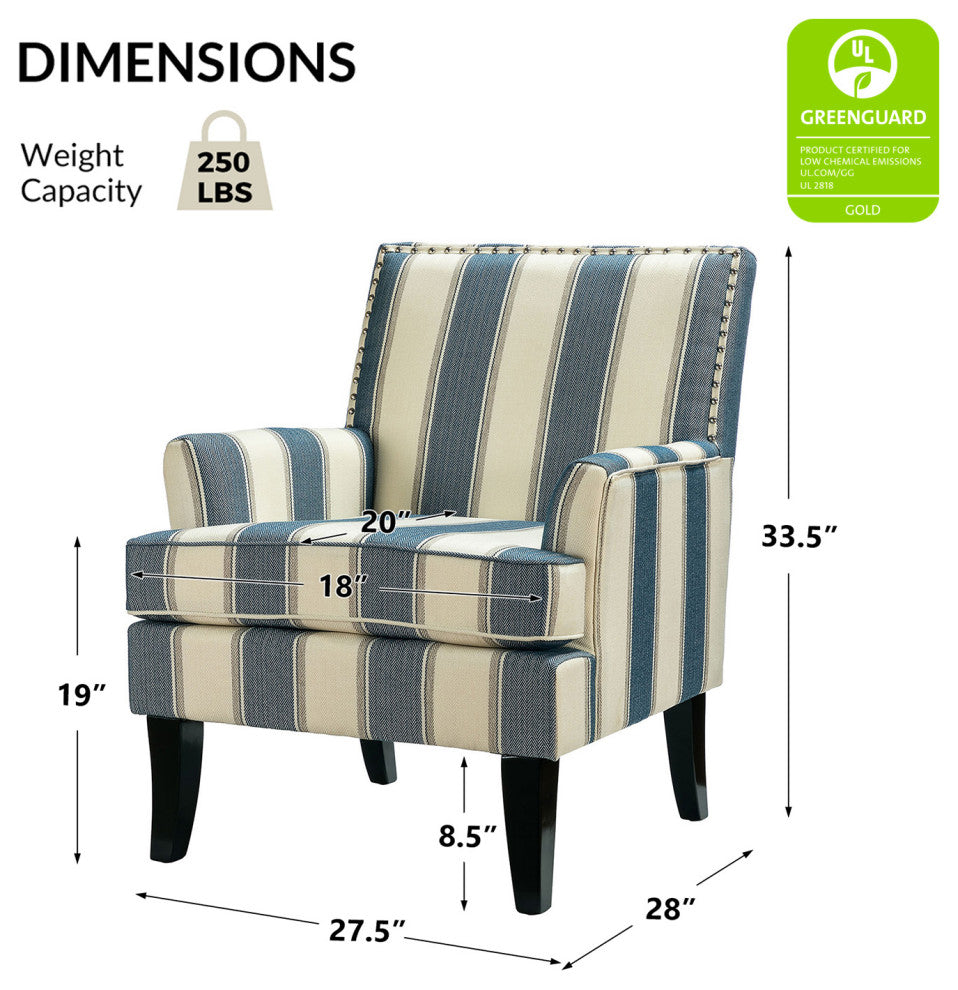 Herrera Classic Armchair With Pattern, Stripe