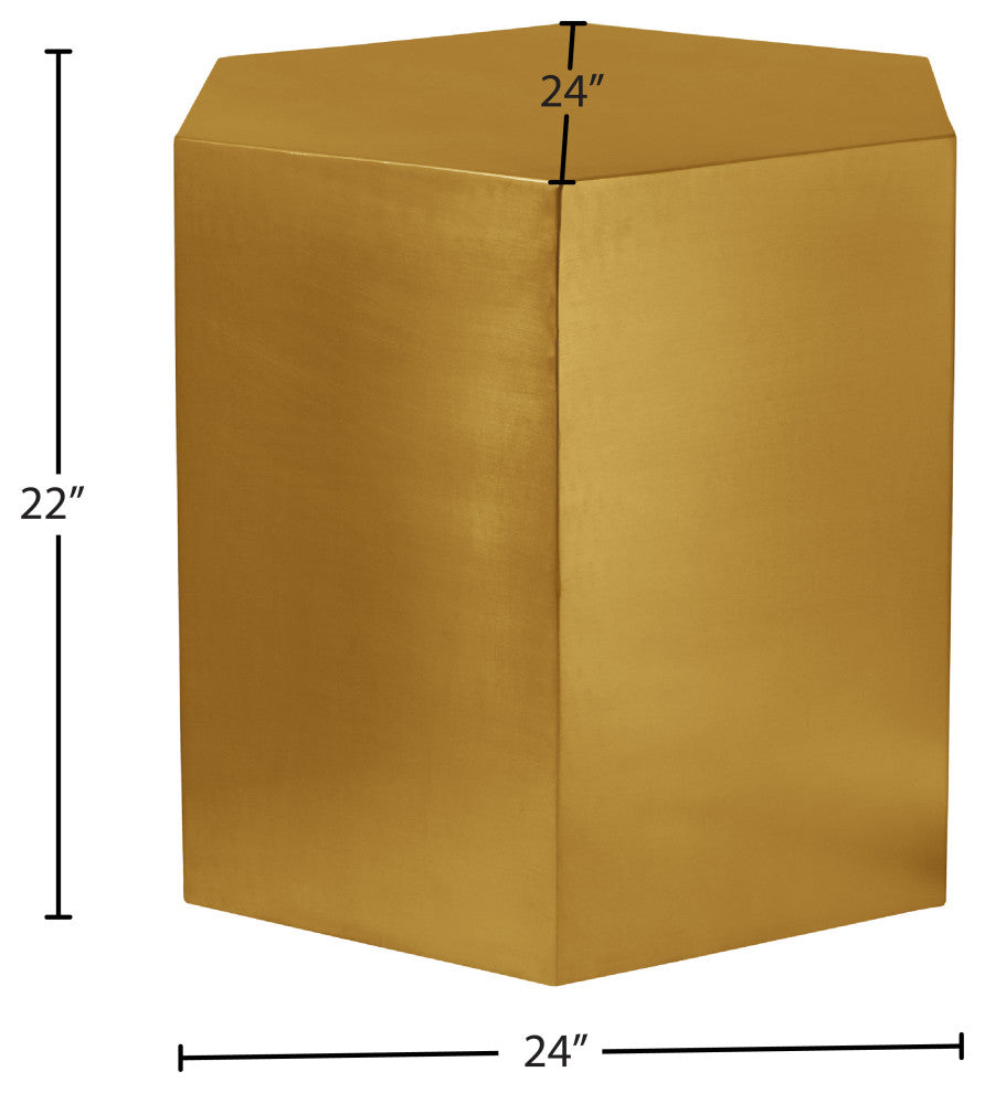 Hexagon Durable Iron End Table, Brushed Gold