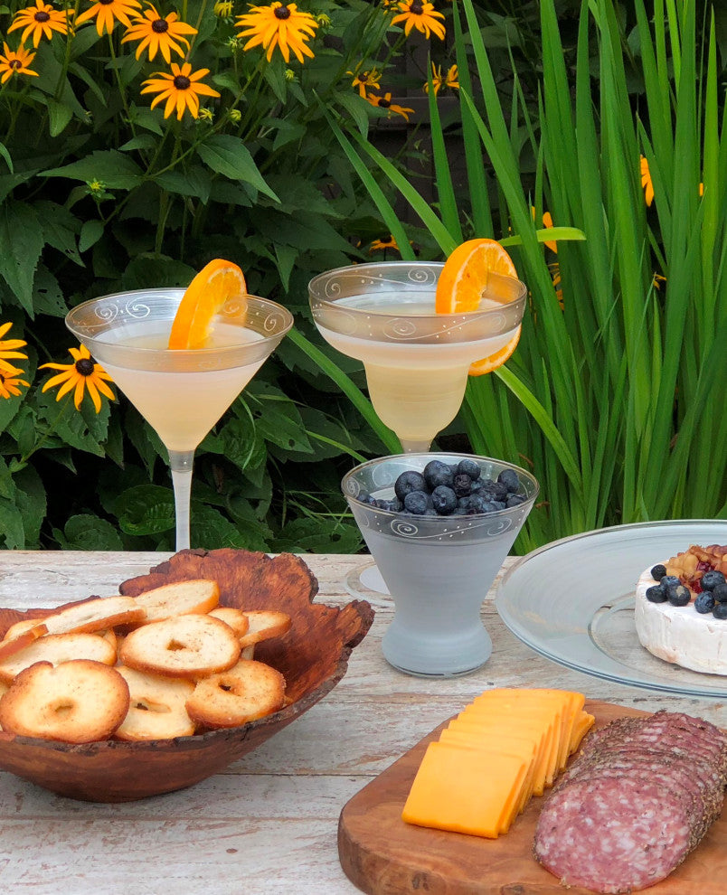 Heirloom Pewter Swirl Martini Glasses, Set of 2