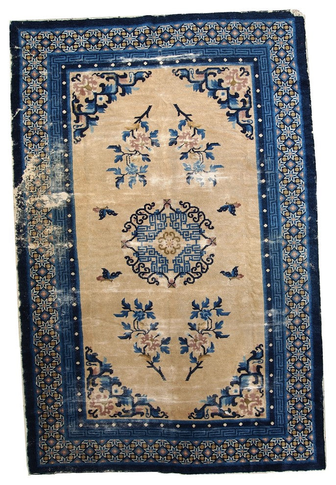 Consigned, Hand Made Antique Peking Chinese Rug 4.2'x6.3', 1880