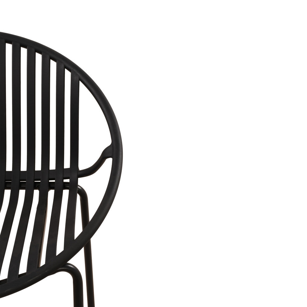 GDF Studio 7-Piece Outdoor Dining Set, Table & Stackable Chairs, Black/Teak