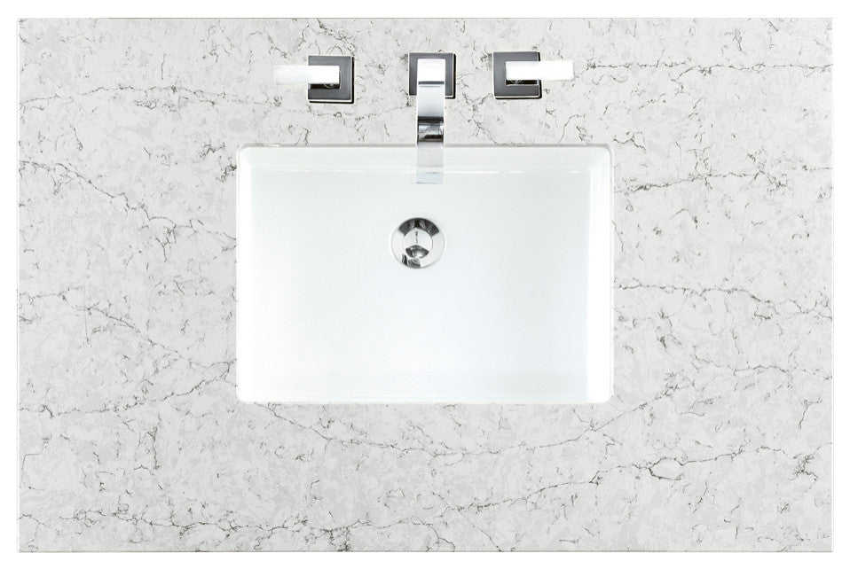 Bristol 36" Single Vanity Whitewashed Walnut, Eternal Jasmine Pearl Quartz