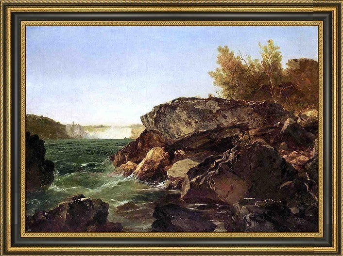 John Frederick Kensett Niagara Falls Framed Premium Canvas Print, 18"x27"
