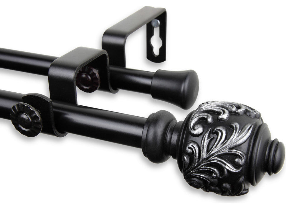 Tilly Double Curtain Rod, Black, 28"-48"