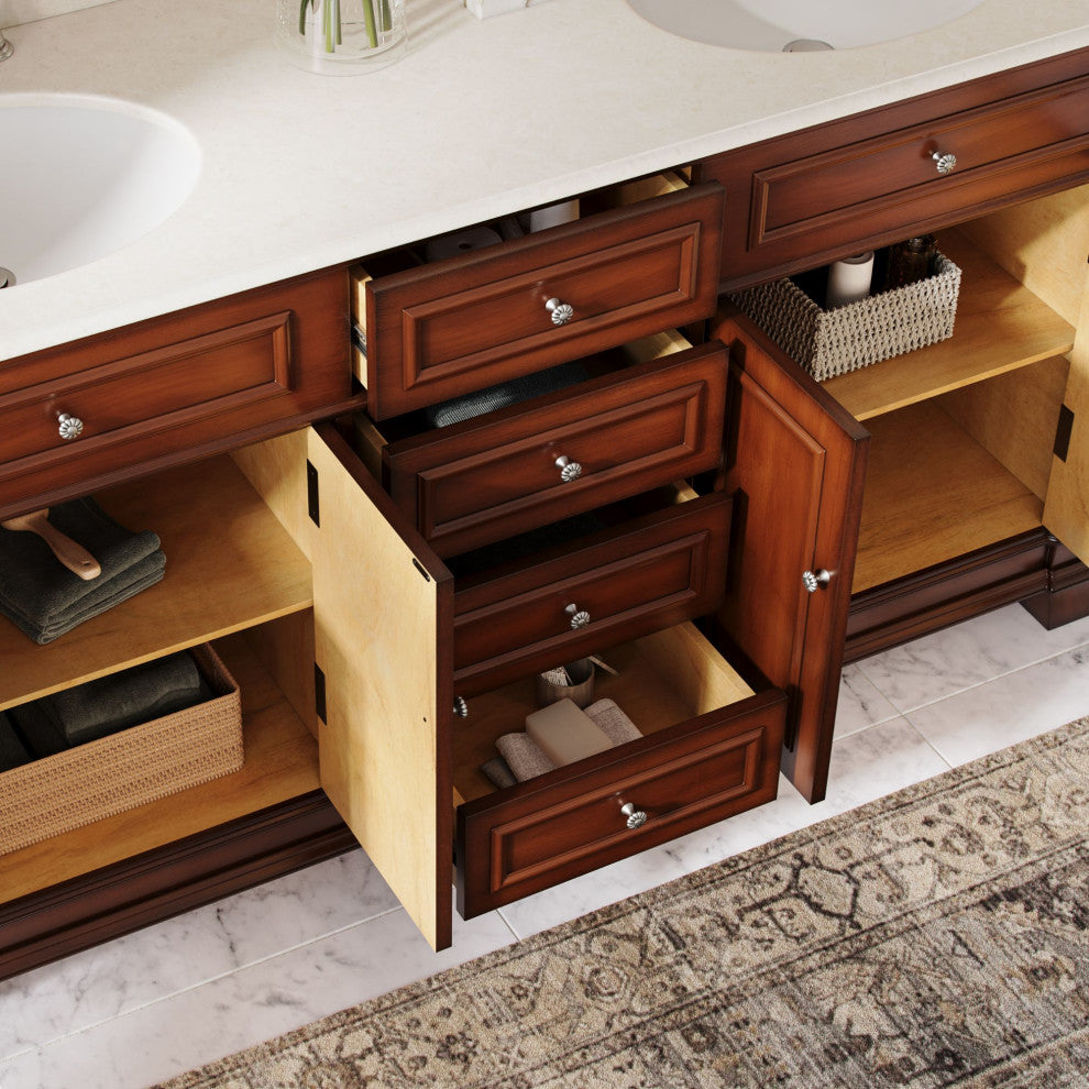 The Bergen Bathroom Vanity, Brown, 70", Double Sink, Freestanding