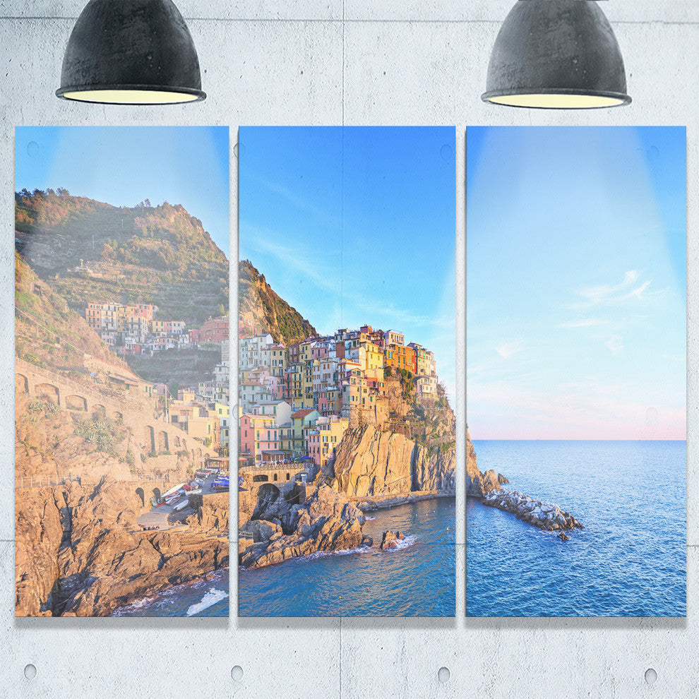 "Manarola Village Cinque Terre Italy" Metal Wall Art, 3 Panels, 36"x28"