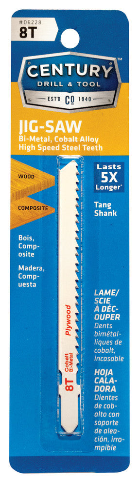 Bi-Metal Jig Saw Blade, T-Shank, 8Tx3-5/8"