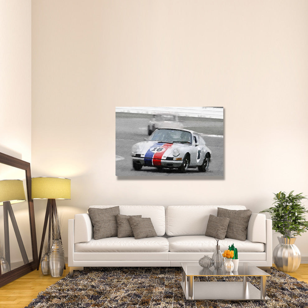 "Porsche 911 Race in Monterey Watercolor" Fine Art Print
