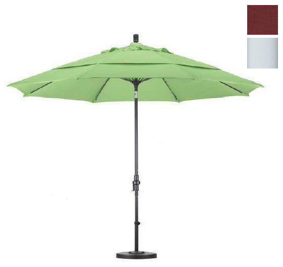 11' Matted White Collar Tilt Crank Aluminum Umbrella, Terracotta Olefin