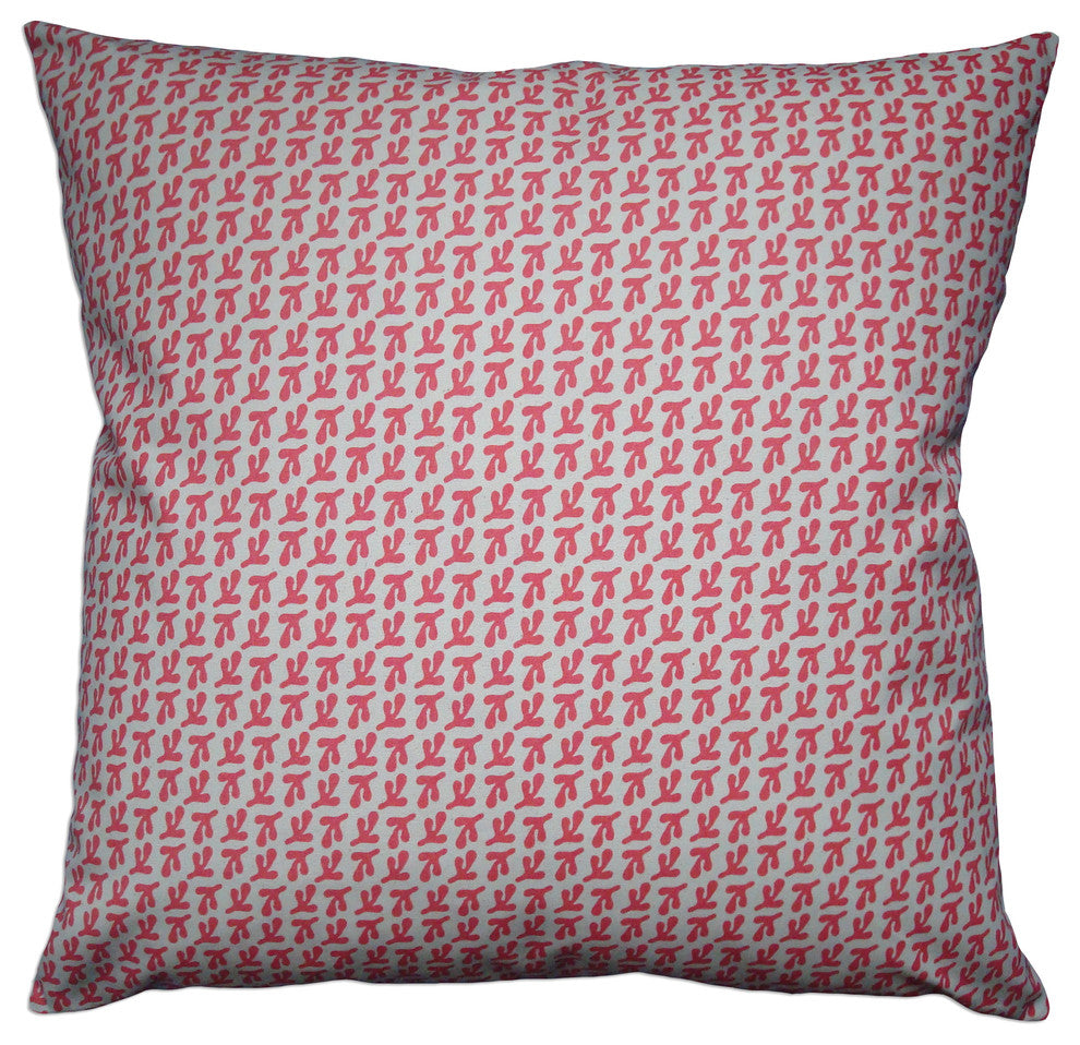 "Bird's Feet" Hand-Printed Canvas Pillow, Tango, 22x22