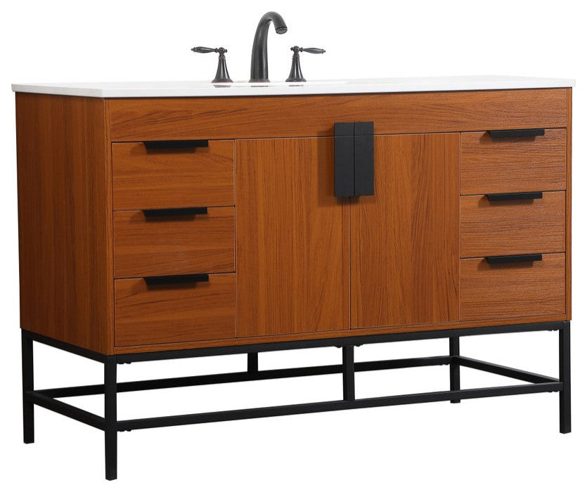 Home Living 22" Modern Teak-Light Bathroom Vanity