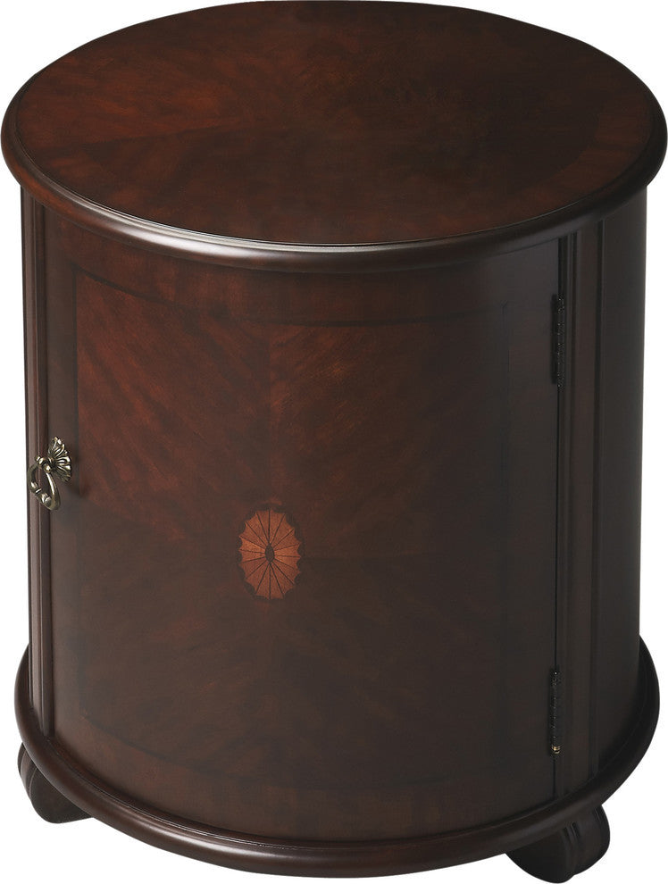 Lawrie 20"W Drum Side Table, Dark Brown
