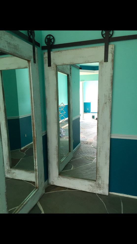 Shabby Chic Mirrored Sliding Barn Door