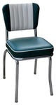 Retro Home Upholstered Channel Back Dining Chair, Green and White, Box Seat
