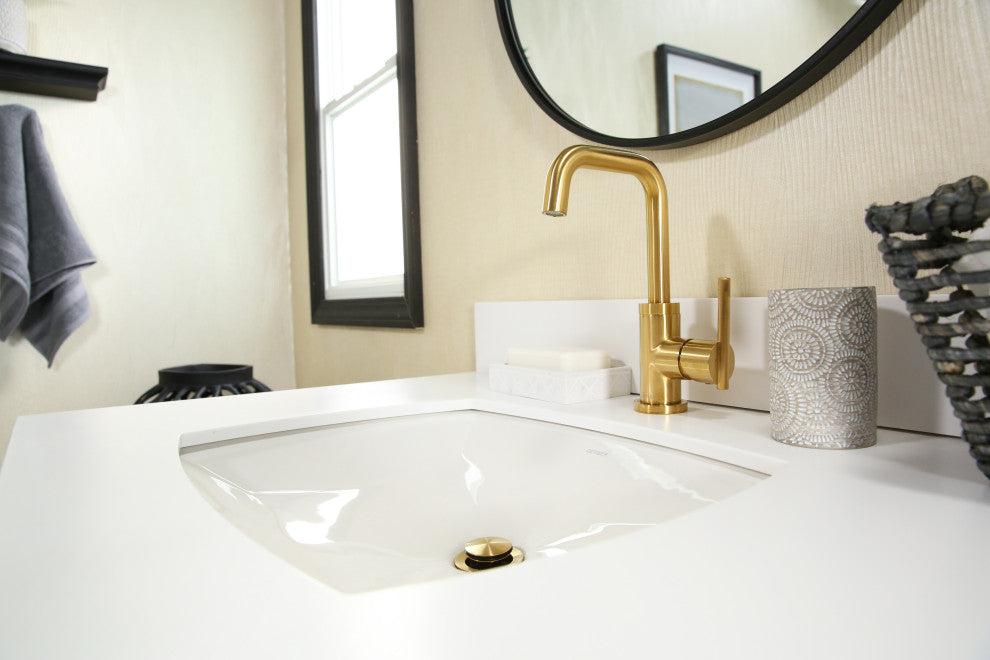 Parma Single Handle Lavatory Faucet With Metal Touch Down Drain, Brushed Bronze