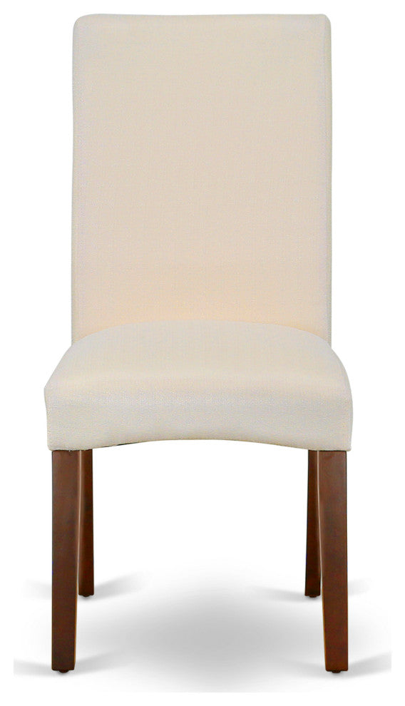 5Pc Square 36" Table, Four Parson Chair, Fabric- Cream Color