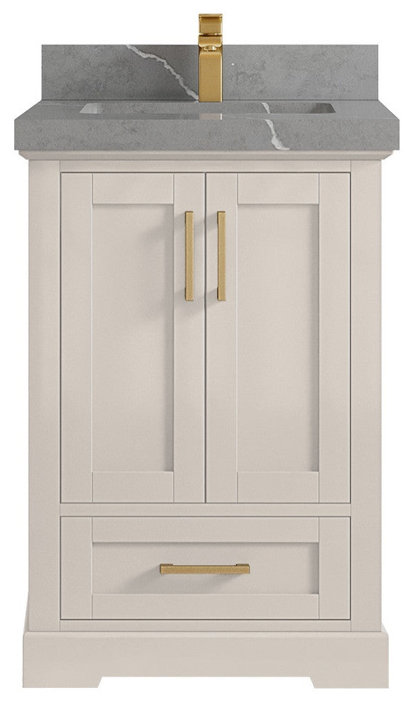 Boston 24" Single Sink Bath Vanity in Fine Grain 2" Piatra Gray