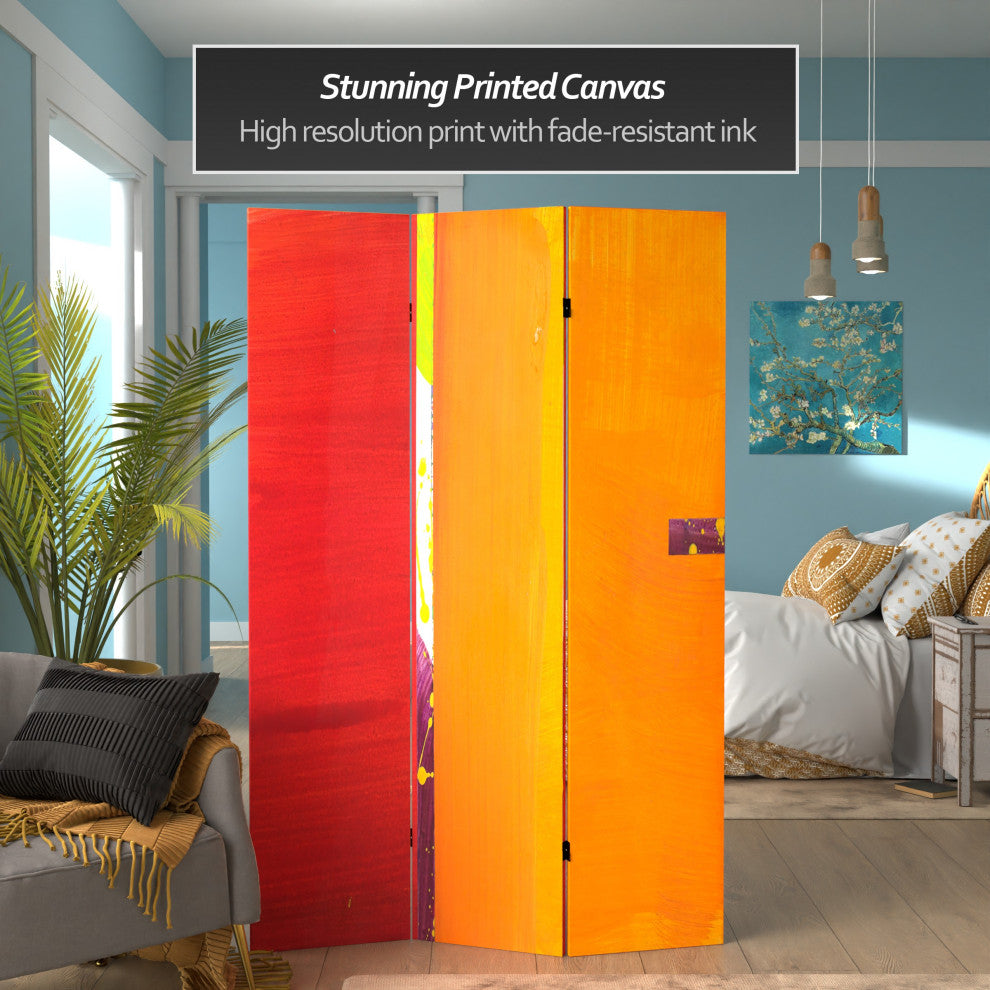 6' Tall Double Sided Vermilion Canvas Room Divider
