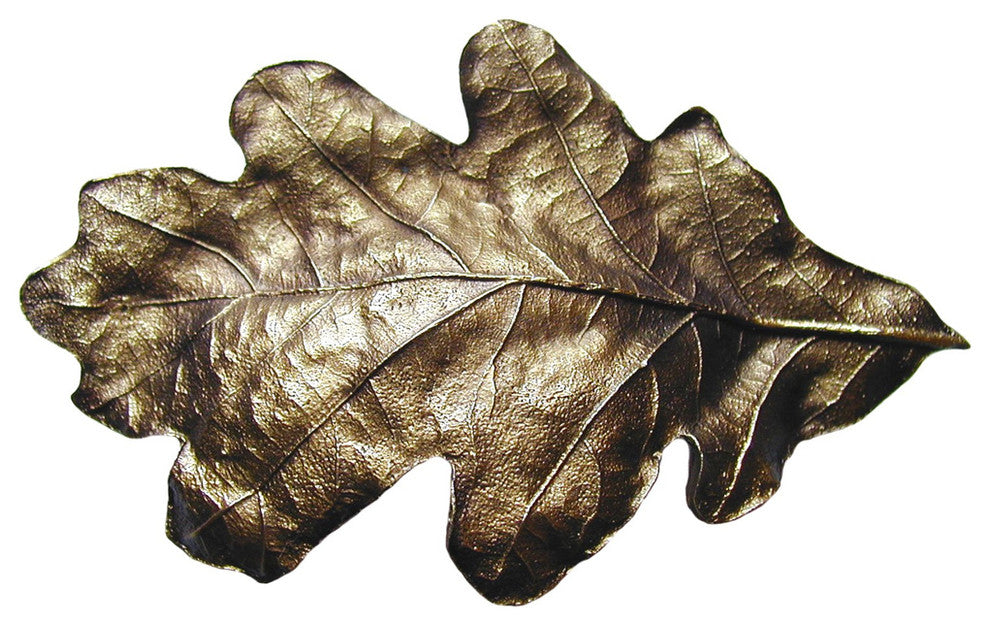 Oak Leaf Bin Pull, Antique Brass