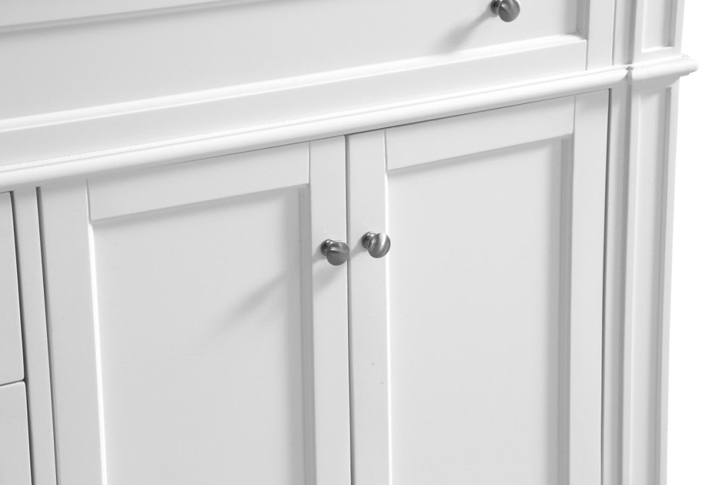 Home Living Vanity with Carrara White Marble Countertop, White, 40", Single Sink