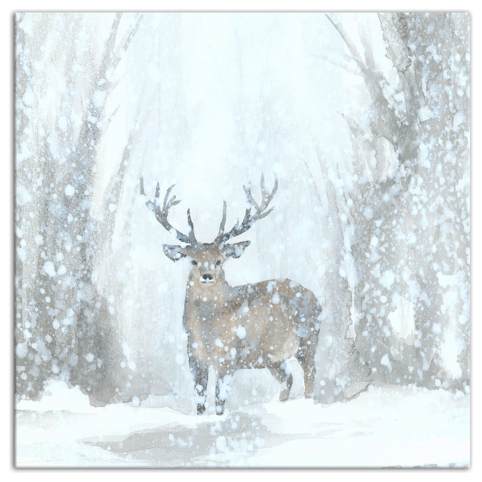 "Deer in Winter Wonderland" Canvas Wall Art, 20"x20"