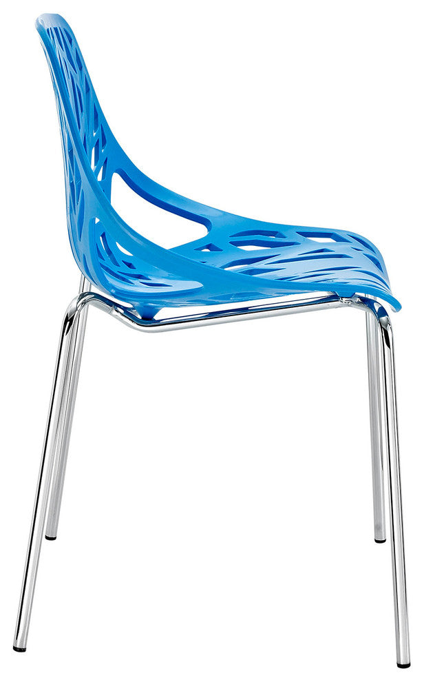 Modern Contemporary Kitchen Dining Side Chair Blue, Outdoor and Indoor