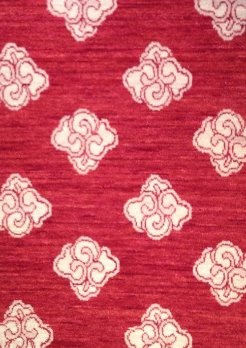 Clouds Red Tibetan Rug, 3'x3'